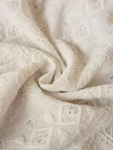 Freevana 波西米亚复古镂空钩编背心，奶油白色露背蝴蝶结无袖上衣，夏季宽松休闲小众设计上衣 - 杏色 - 查看 8