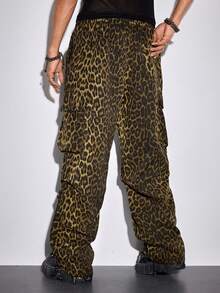 ROMWE MEN Street Life Spring Casual Leopard Men'S Leopard Print Casual Drawstring Waist Cargo Pants - Multicolor - View 5