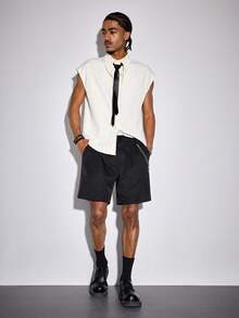 ROMWE MEN Street Life Spring Casual Men'S Summer Casual Solid Color Shirt And Shorts Set - Multicolor - View 1