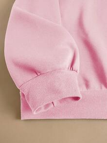 INAWLY Women's Sweatshirt/Letter Pattern Embroidery/Embroidery Craft/Embroidery Style/Casual Simple And Fashionable Sweatshirt/Winter Retro Sweatshirt/Women's Casual Loose Round Neck Top/Autumn And Winter - Pink - View 4