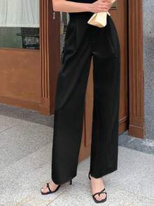 DAZY Women's Business Casual Wide Leg Pants, Versatile For Commuting - Black - View 6