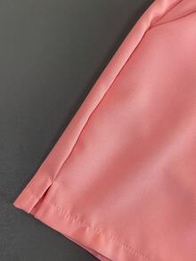 Resyla Women's Casual Everyday Commute Simple Solid Pink Elastic Waist Loose Shorts, Summer - Pink - View 5