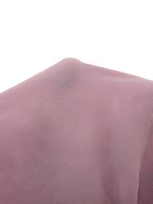 Modelyn Plus Size Women Solid Color Pleated Overlap V-Neck Lantern Sleeve Elegant Dress - Dusty Pink - View 8