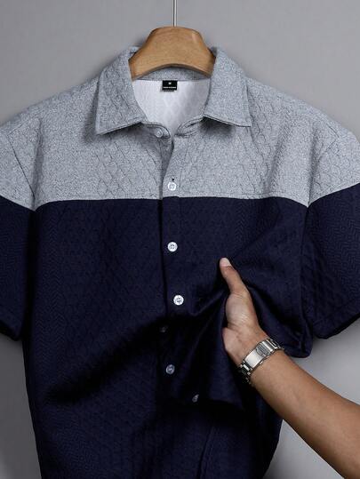 Manfinity Hypemode 男士撞色 Polo 领短袖衬衫