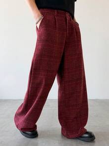 Manfinity Hypemode Quần tây nam kiểu dáng cổ điển, họa tiết kẻ caro, túi xéo, thích hợp cho mùa Thu/Đông. - Nhiều màu - Xem 6