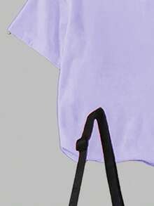 2pcs/Set Young Girls Casual Comfortable Fashion Versatile Creative Cute Cartoon K-POP Girl Star & Letter Print Short Sleeve T-Shirt And Leggings Set, Suitable For Spring/Summer Outdoor & Sports - Purple - View 4