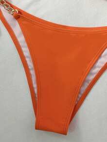 Swim SXY Bộ bikini nữ mùa hè đi biển, kiểu dáng dây xích chéo trang trí, hở lưng, buộc dây phía trước, có gọng nâng ngực. - trái cam - Xem 6