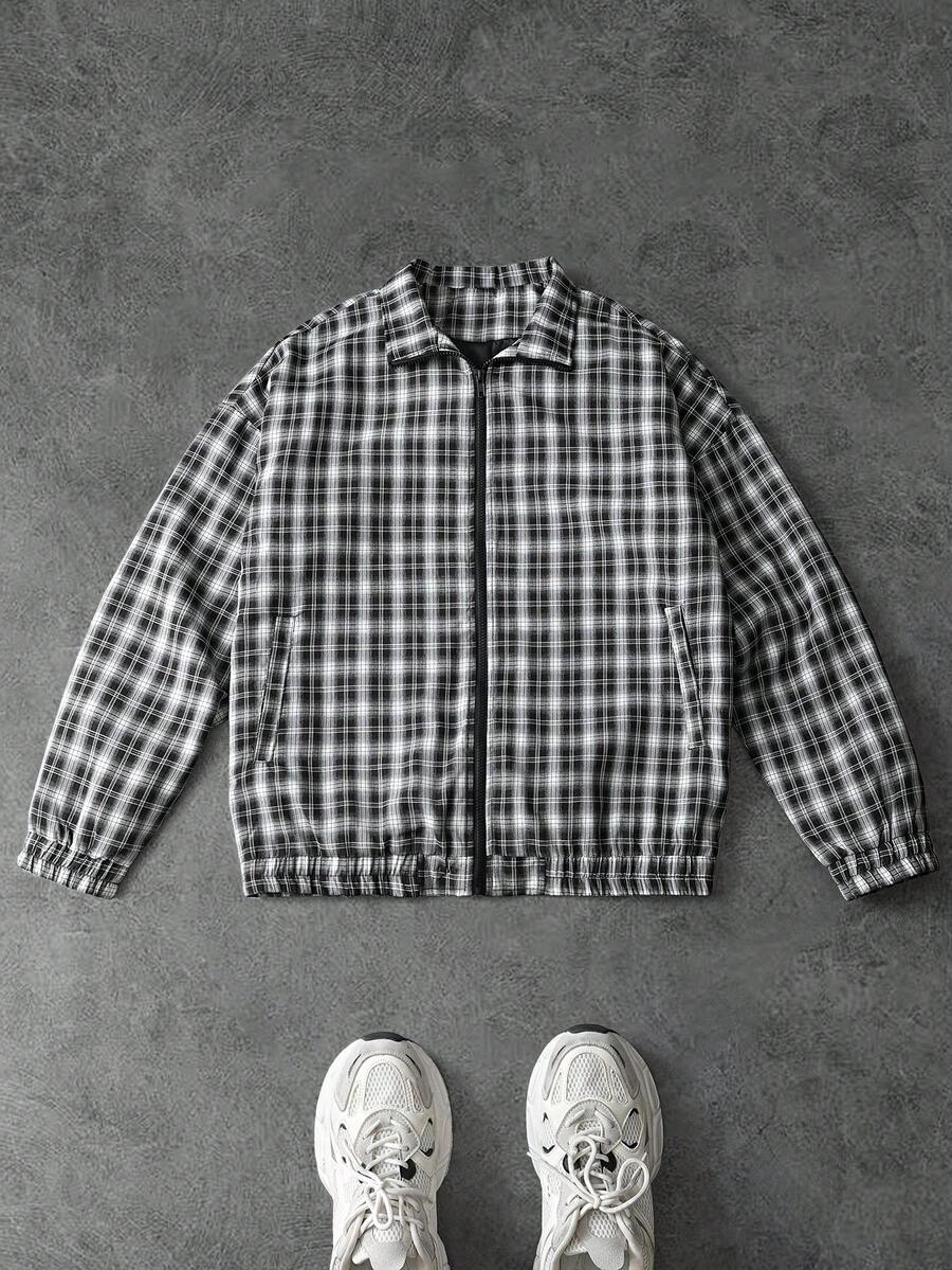 PAVTROS Áo khoác nam kẻ caro dáng casual có khóa kéo - Nhiều màu - Xem 1