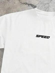 StoneGrade 男士休闲宽松赛车印花短袖T恤，夏季 - 白色 - 查看 4