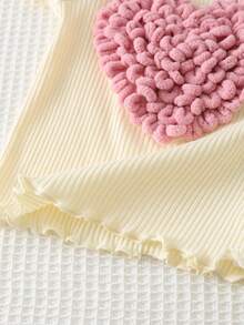 Cozy Pixies 2pcs Baby Girl Heart Print Crew Neck Short Sleeve Top And Elastic Waist Pants Set Baby Girl Heart Outfit Toddler Pink Pants Outfit Baby Girl Pants And Top Toddler Girl Clothes Summer Sets Cotton Clothes - Pink - View 4