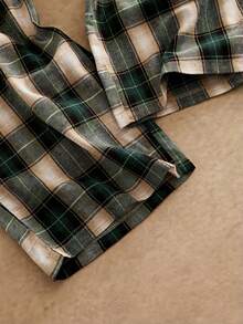 HIMLAND 男士弹力腰带休闲格子抽绳口袋梭织裤 - 綠色 - 查看 3