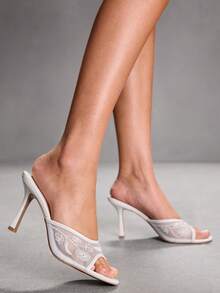 CUCCOO SZL Women's Fashion Versatile High Heel Slide Sandals For Daily Wear Valentine's Day - White - View 10