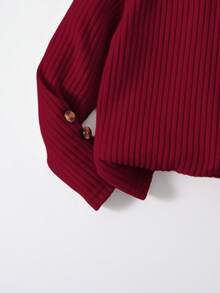 Elladie kids 2pcs/Set Girls (Small) Pink Textured Long Sleeve T-Shirt And Textured Button Skirt - Burgundy - View 3