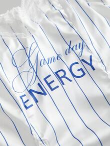 ROMWE Y2K 女士运动条纹抽绳蕾丝吊带V领迷你连衣裙 - 彩色 - 查看 8