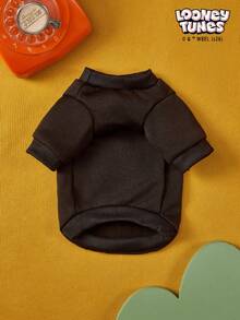 LOONEY TUNES X PETSIN 1 Small Black Cat Face Printed Pet Without A Hat, Black Autumn And Winter Thick Warm Pet Clothing