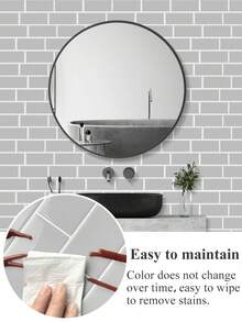 Bộ 1 miếng dán tường tự dính chống thấm nước, chống dầu mỡ, thích hợp trang trí nhà cửa, nhà bếp và phòng tắm, dễ dàng bóc dán, phù hợp với nhà thuê. - Màu Xám nhạt - Xem 5