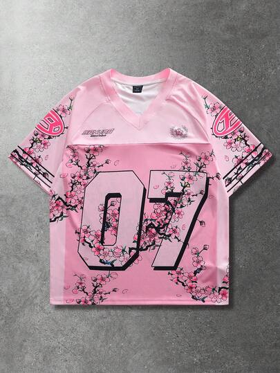 ROMWE MEN 男士休闲数字英文印花短袖T恤，适合春夏运动穿着