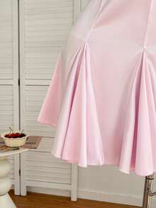 CovetEZ 大码蕾丝提花浪漫A字迷你连衣裙，适合派对、情人节和约会穿着，春夏款 - 粉色 - 查看 13