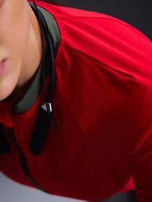 Powerista Women's Round Neck Zipper Front Casual Versatile Daily Outdoor Long Sleeve Cycling Jersey - Red - View 5