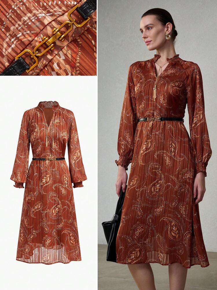 WOMEN'S PAISLEY PRINT WOVEN DRESS