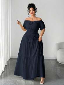 Elenzga Plus Size Women's Navy Blue Summer Elegant Tea Party Holiday 2 ...