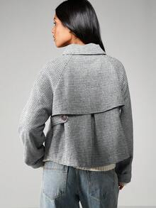 MISSGUIDED 千鸟格羽绒服 冬季外套 高领纽扣开襟外套 - 黑與白 - 查看 2
