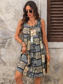 EMERY ROSE 女士度假风方格佩斯利花纹无袖梭织连衣裙 - 彩色 - 查看 5