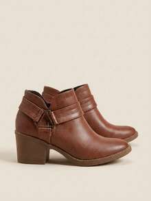 botin de piel vegana, suela ultra  ligera, punta redonda, cierre lateral modelo clásico 2705 - Marrón Chocolate - Ver 6