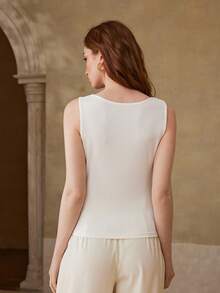 MOTF PREMIUM WOMEN'S CONTRAST LACE TANK TOP, SPRING/SUMMER - White - View 3