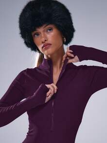 Musera Sport 高领拉链连体运动服，适合板式网球、网球、匹克球等运动，秋冬季健身穿着。 - Bold Plum - 查看 5