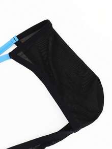 时尚性感黑色镂空网眼蓝色滚边腰部男士内裤 - 黑色 - 查看 4