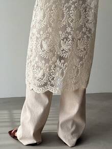 FRIFUL Women's Round Neck Full Lace Vest Layering Top - White - View 4