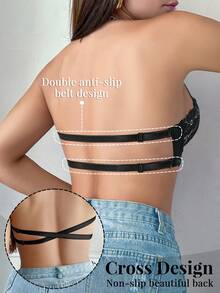 1pc Lace Backless Wireless Bra For Small Bust, Lift & Enhance, Strapless Invisible Adhesive Bra - Multicolor - View 2