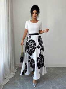GlowEve Falda casual con estampado que ciñe la cintura para mujer - Negro - Ver 3
