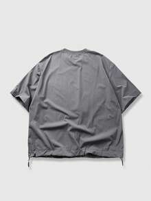 ROMWE MEN Camiseta casual de manga corta y cuello redondo con estampado de eslogan para hombres - Gris - Ver 2