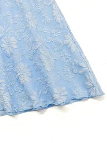 Elenzga 新款优雅法式甜美独特细节睡莲纹理面料褶皱收腰显瘦荷叶边下摆泡泡袖迷你连衣裙，蓝色，适合约会和日常穿着。 - 藍色 - 查看 6