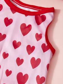 PETSIN 1pc Red Love Valentine's Day Printed Pet Tank Top Rose Red Splicing Red Sports Style Skin Friendly Breathable Summer Pet Clothes - Multicolor - View 6