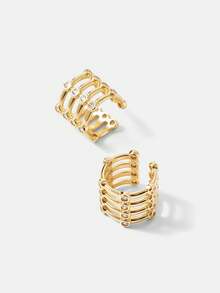 MOTF PREMIUM Khuyên tai kẹp sụn mạ vàng 18K - Vàng - Xem 8