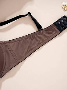 DesireSculpt Áo ngực có gọng điều chỉnh được, dây đeo, kiểu dáng đơn giản, phối màu tương phản dành cho nữ. - màu nâu - Xem 5