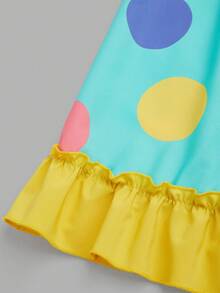 Sweetra Vestido de talla grande con volantes en el bajo y hombros descubiertos con estampado de lunares de colores - Azul - Ver 5