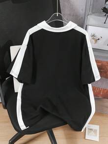 Mirajuku 1件青少年男童休闲撞色领印花短袖polo衫，时尚百搭，适合春夏穿着 - 彩色 - 查看 2