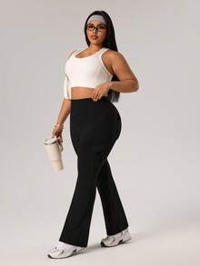 Rhythm Era Quần ống loe ôm eo đa năng có túi dành cho nữ, quần legging thể thao thường ngày, chạy bộ, yoga, váy cỡ lớn có túi, váy thể thao, quần legging ống loe có túi cho phòng tập yoga, quần legging thể thao màu đen có túi, quần legging nữ. - màu đen - Xem 5