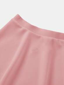 SHEIN BASICS Women's Solid Color Ruffle Hem Minimalist Design Versatile Summer Skirt Pink Skirt Aline Skirt Flare Skirt Mini Skirt Micro Skirt - Pink - View 11