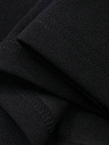 FRIFUL Women's Solid Black Mesh Patchwork Casual Versatile 2 Pieces Set - Black - View 7