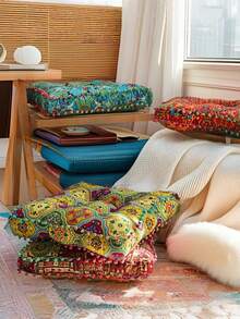 1 PC Thick Soft Comfortable Wear Resistant Non Slip Bottom Easy Clean Bohemian Moroccan Style Round Meditation Cushion Throw Pillow Butt Pad Zafu Seat Cushion Floor Seat Cushion For Living Room Bedroom Office Gaming Chair Multi Functional Home Decor Chair Cushion Home Decor Essentials - Multicolor - View 9