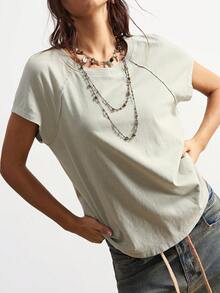 Bohemela Áo thun Raglan tay ngắn đi nghỉ mát cho nữ - màu xanh lá - Xem 3