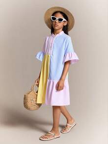 Radiana 青少年女孩度假休闲梭织拼布衬衫裙 - 彩色 - 查看 5