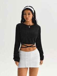 Dewbera Women's Casual Backless Long Sleeve Sweatshirt, Suitable For Spring And Autumn - Black - View 4