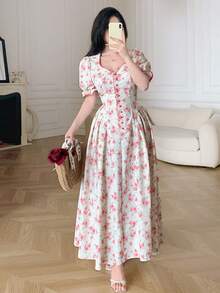 Feyla Đầm dài nữ thanh lịch họa tiết hoa nhí, thích hợp cho mùa hè. - Nhiều màu - Xem 7