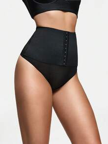 SHAPORA 1pc Women's High Waist Front Button Shaping Briefs - Black - View 4